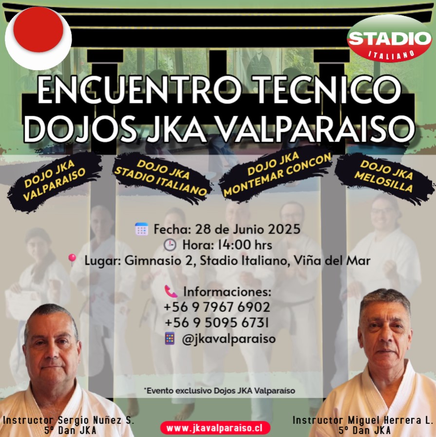 Afiche del Encuentro Técnico de Dojos JKA Valparaíso del 28 de junio de 2025.