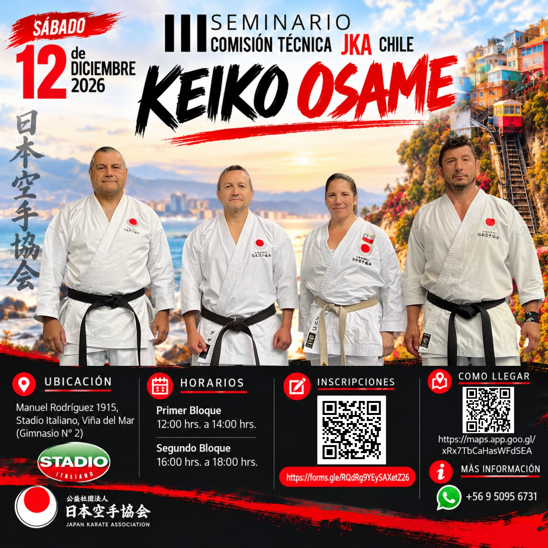 Afiche del III Seminario Keiko Osame de la Comisión Técnica JKA Chile, del 12 de diciembre de 2026.